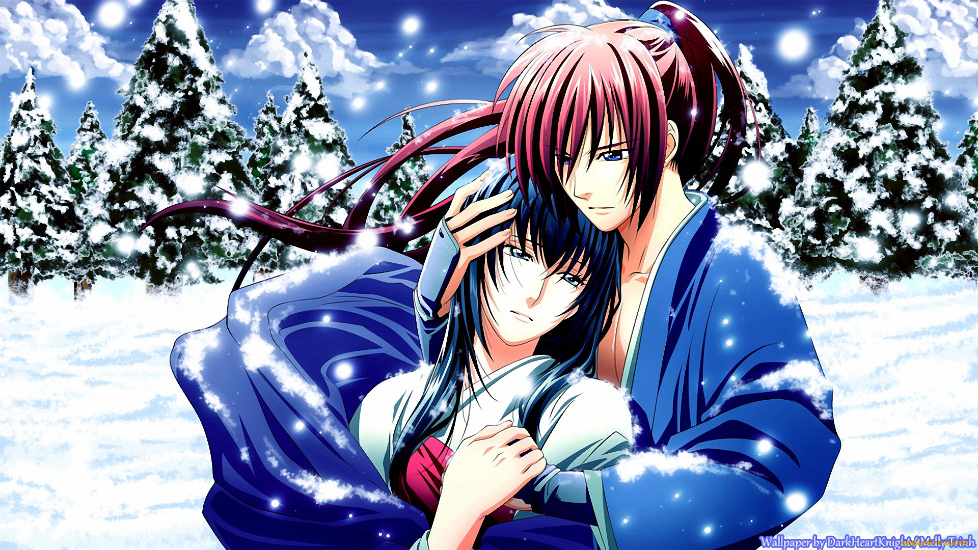 Обои Аниме Rurouni Kenshin, обои для рабочего стола, фотографии аниме,  rurouni kenshin, tomoe, yukishiro, самурай, kenshin, himura, мужчина, снег,  лес Обои для рабочего стола, скачать обои картинки заставки на рабочий стол.